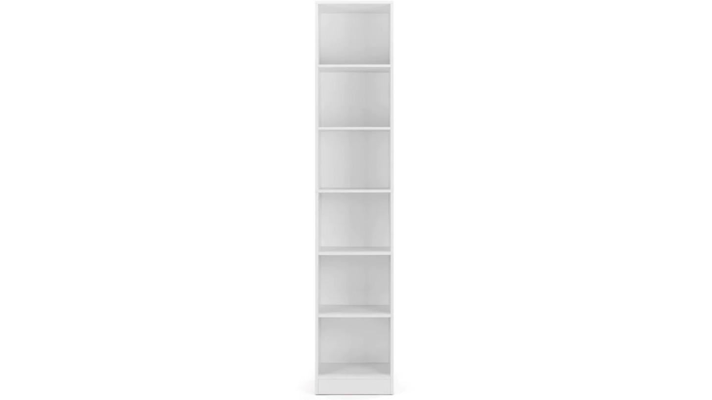 Design Square 6-Tier Keto Modern Wooden Bookcase Display Narrow - White