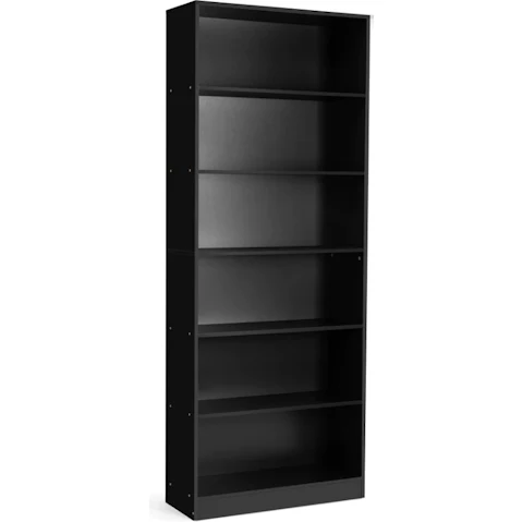 Keto Modern 6-Tier Wooden Bookcase Display Shelf Wide - Black