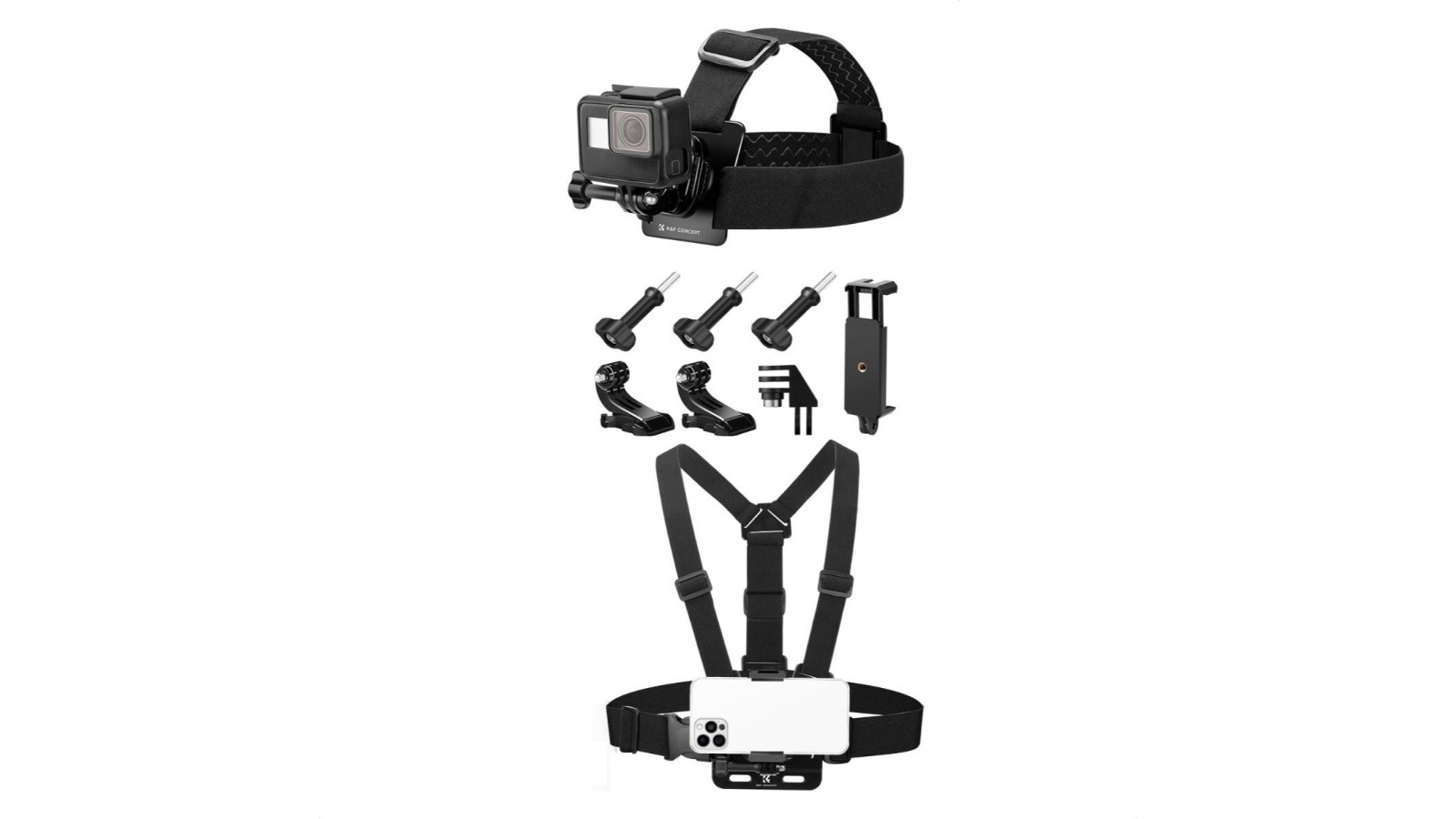 K&F Concept Head Strap and Chest Mount Set for Action Camera