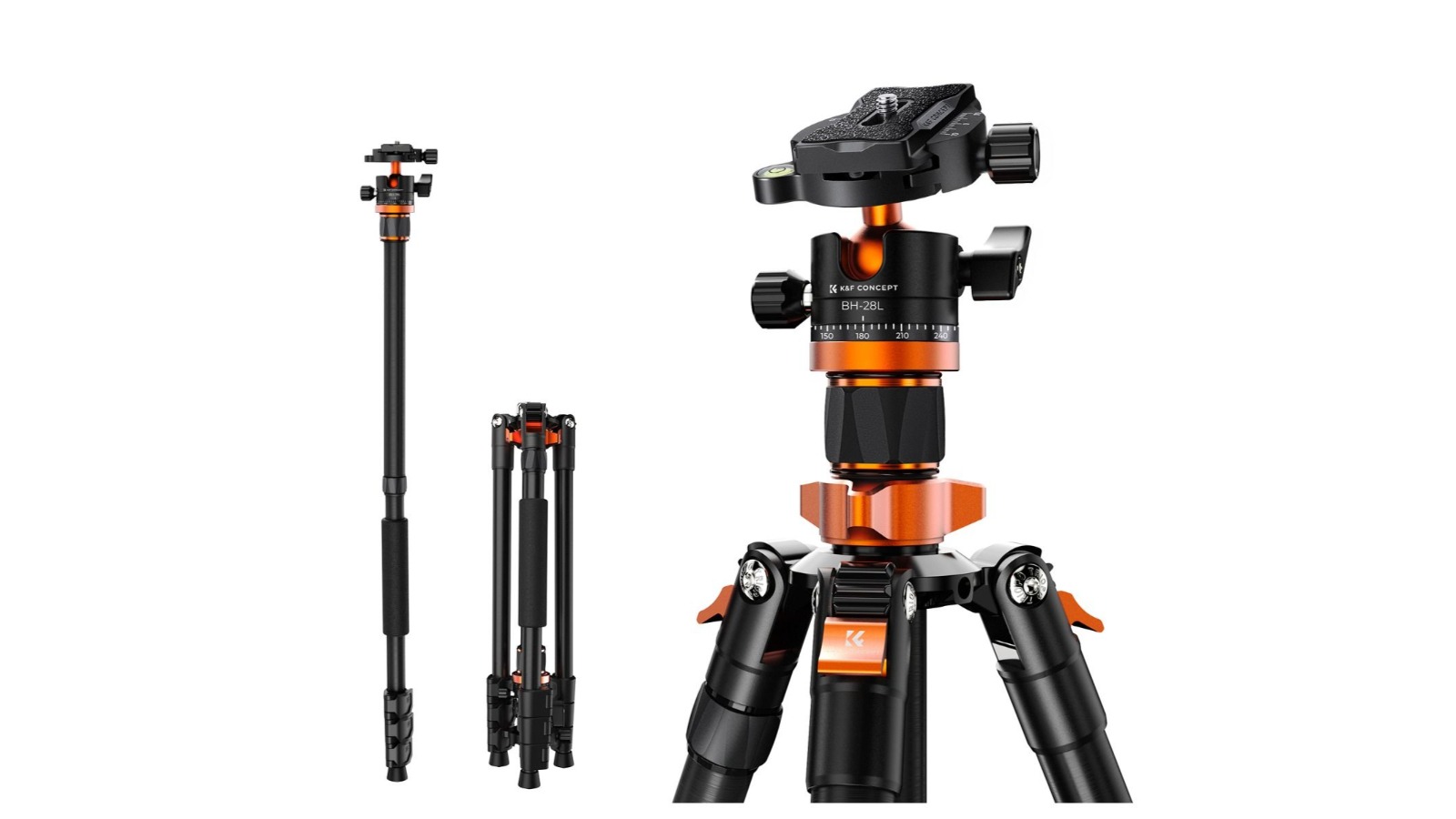 K&F Concept 67.3inch Aluminum Tripod with Monopod and Ball Head