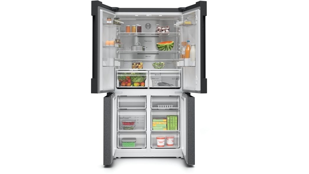 Bosch 605L Series 6 Quad Door Fridge Black Stainless Steel Harvey