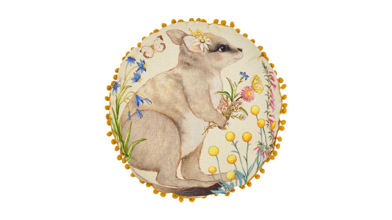 Linen House Kids X Artist Collaboration Wilma Wallaby Round Cushion - 40cm