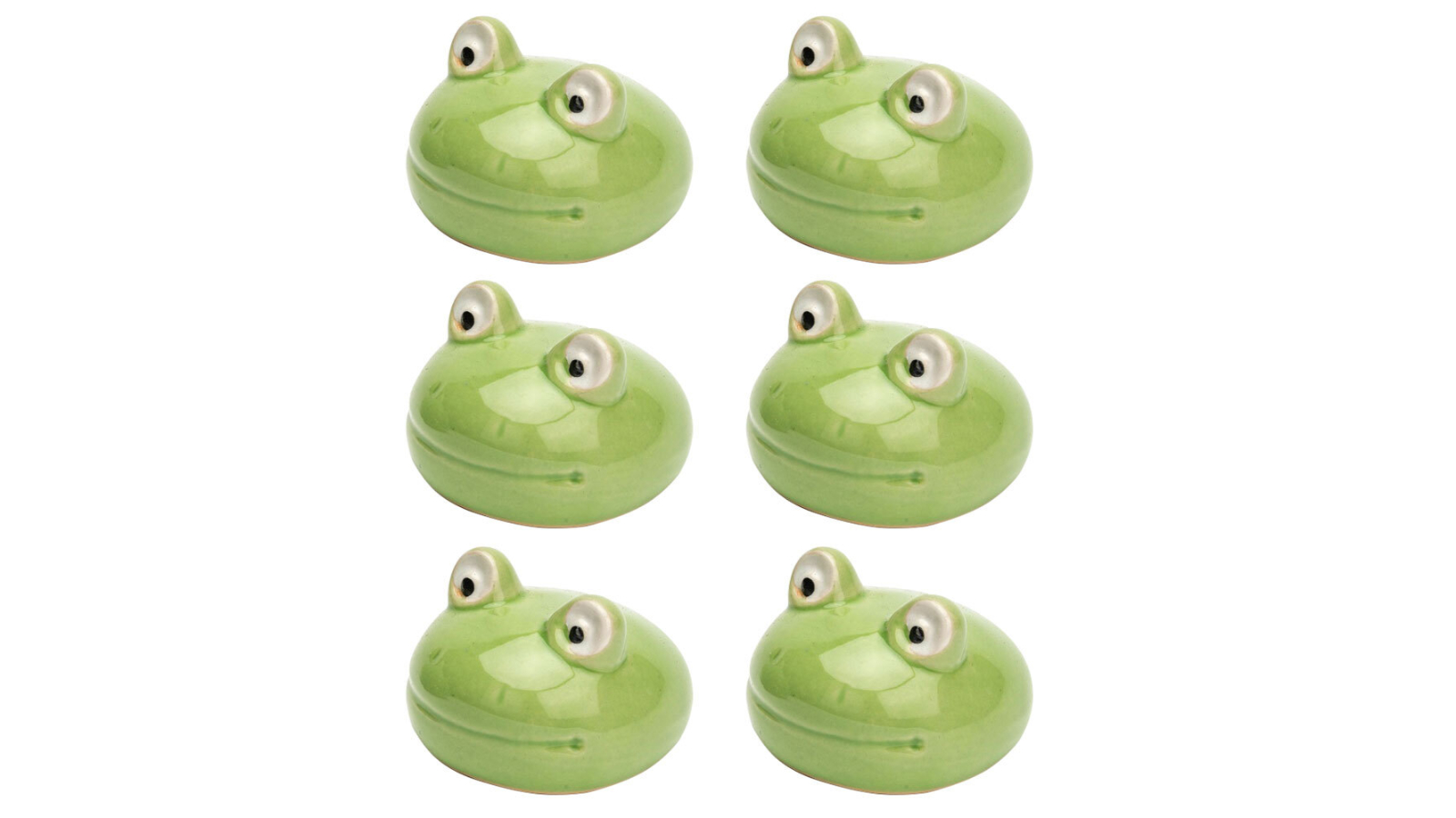 A.Fresco Pack of 6 Garden Floating 6cm Porcelain Frog Head - Green
