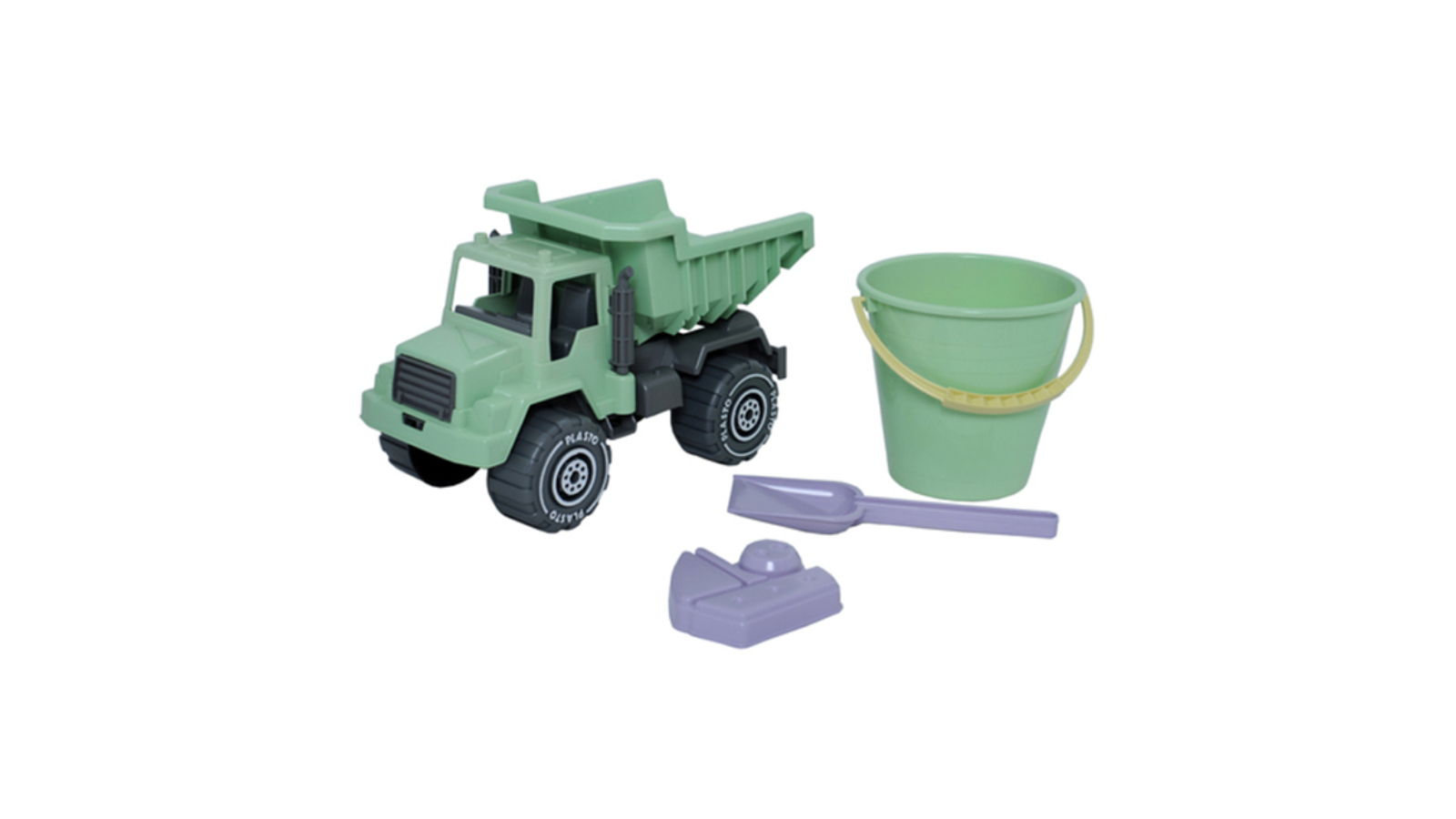 Plasto 4 Piece Im Green Sand Play Set with Tipper Truck Outdoor Toy for Kids - 1 year+