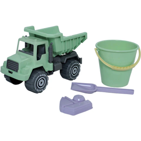 Plasto 4 Piece Im Green Sand Play Set with Tipper Truck Outdoor Toy for Kids - 1 year+