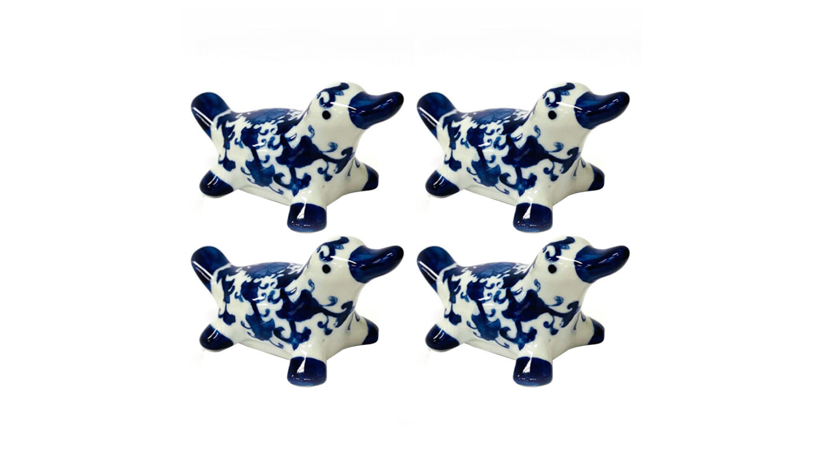 A.Fresco 4 Piece Floating 14.8cm Platypus Outdoor Ornament - Blue/White