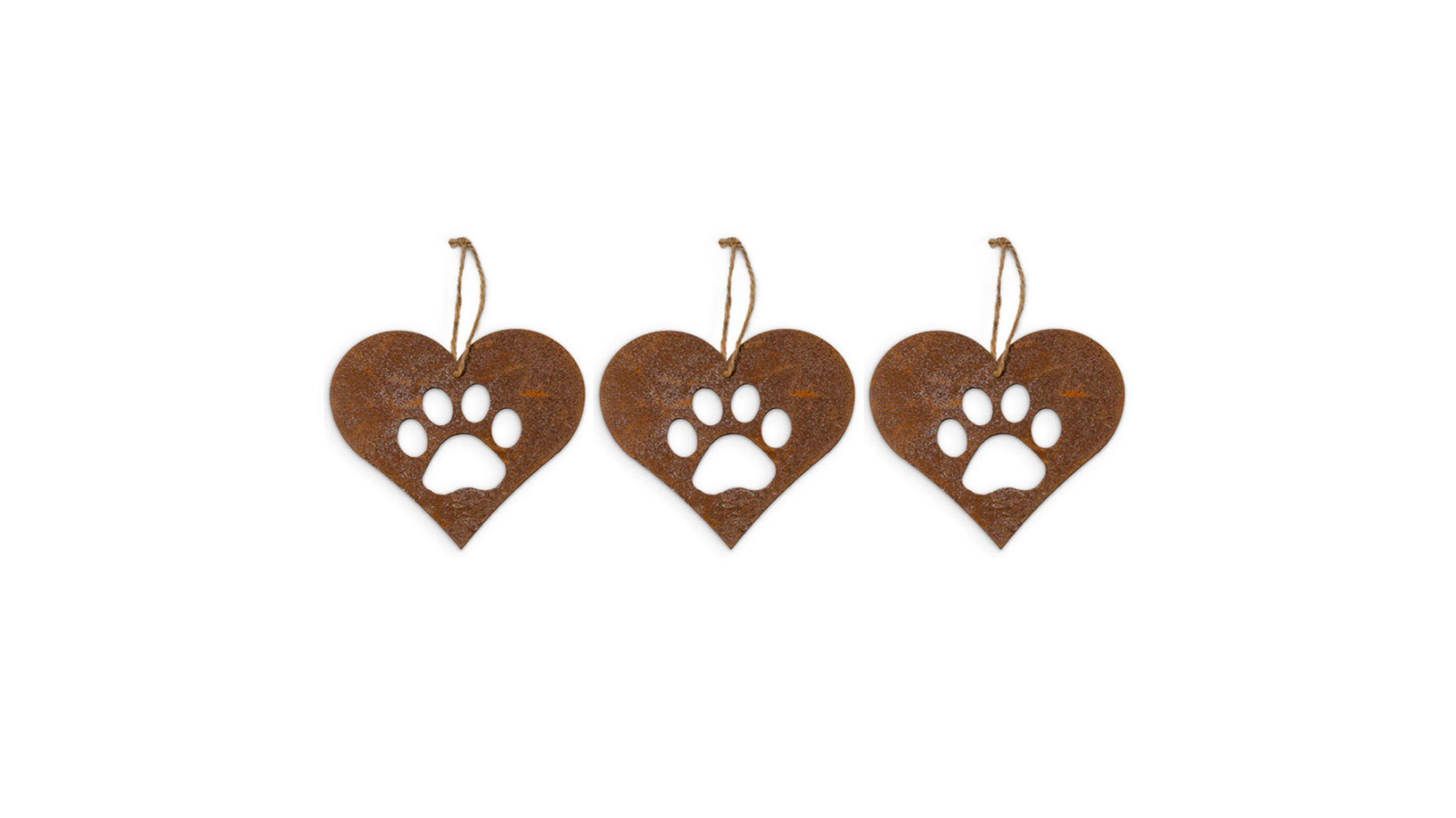 A.Fresco 3 Piece Large Hanging Rust Metal Pet Print Garden Decor - 20cm