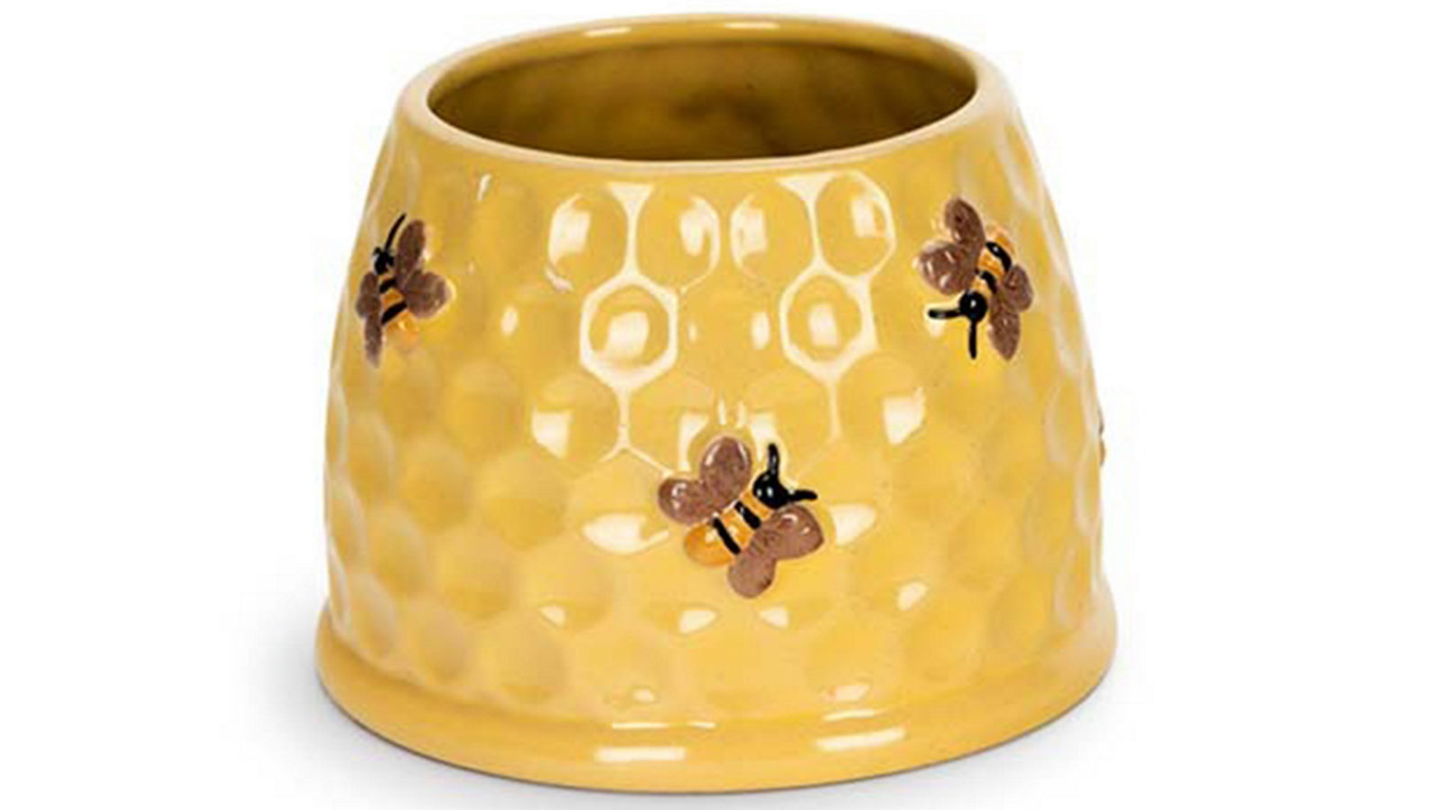 A.Fresco Ceramic 16cm Bee Pot Planter Storage Ornament Yard/Patio Garden Decor - Yellow