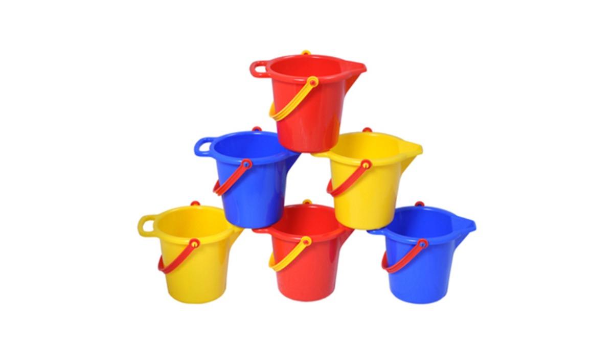Plasto Kids 16cm Outdoor Assorted Bucket Sand Beach Water Play Toy with Spout - 2year+