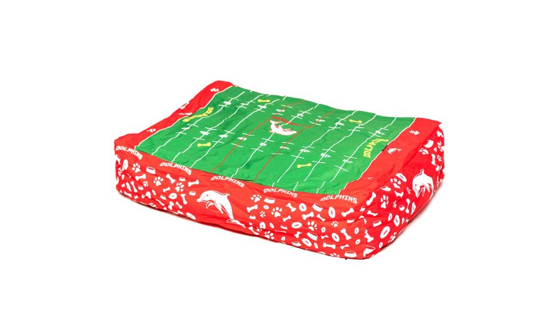 NRL Dolphins Dog Rectangle Bed Lounger - 80 x 60cm