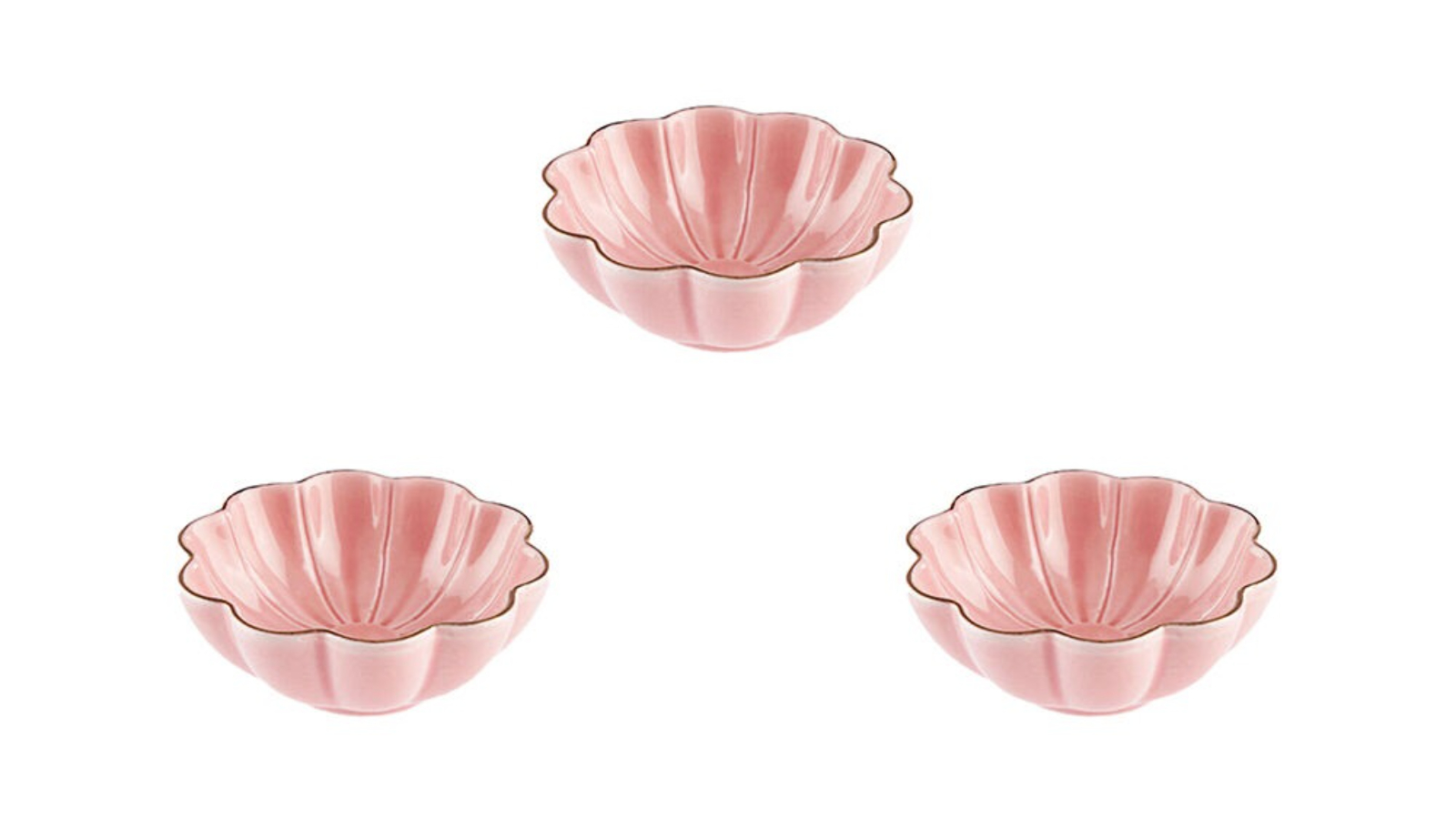 Linen House Pack of 3 9cm Porcelain Jewelry Storage Dish Holder Trinket Bowl - Rosebud