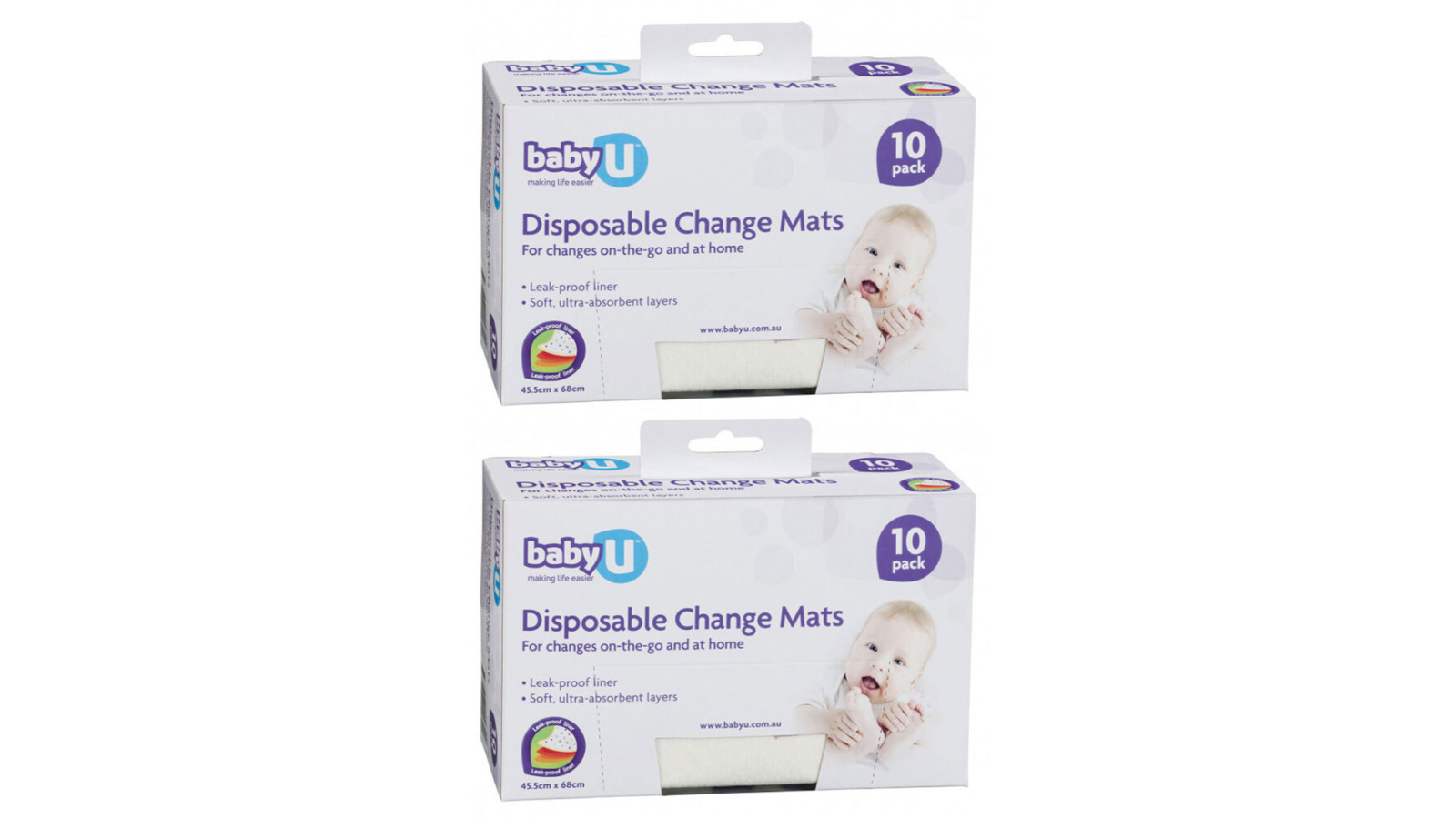 Baby U 2 Piece White Disposable Nappies/Diaper Change Mat