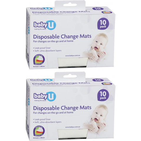 Baby U 2 Piece White Disposable Nappies/Diaper Change Mat