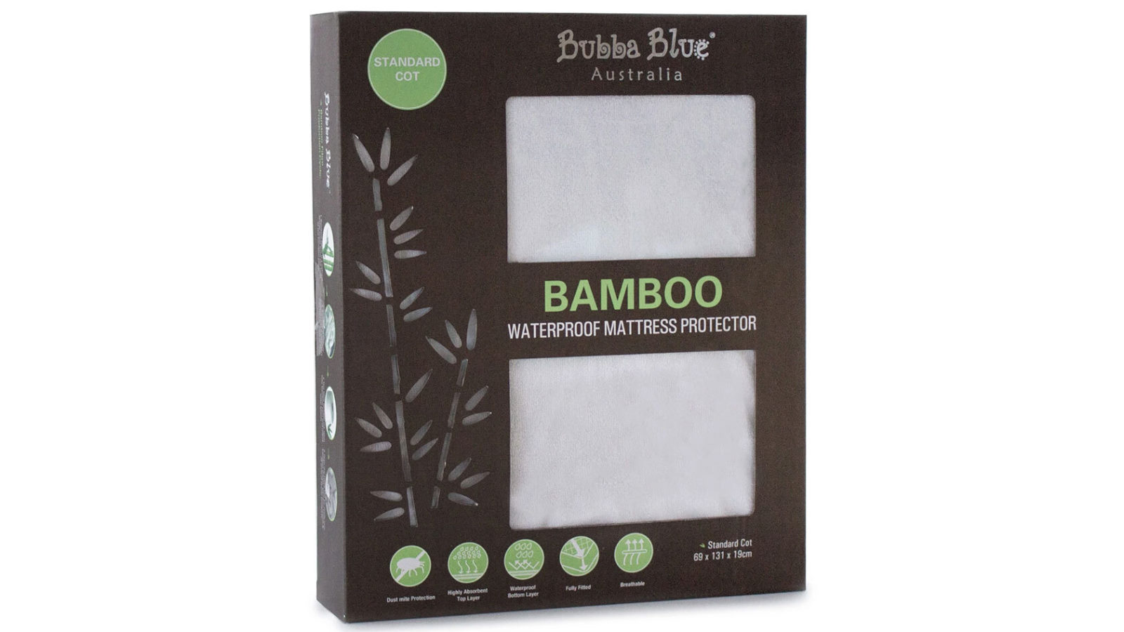 Bubba Blue Baby Mattress Protector Waterproof Fitted Cover for Standard Cot - White