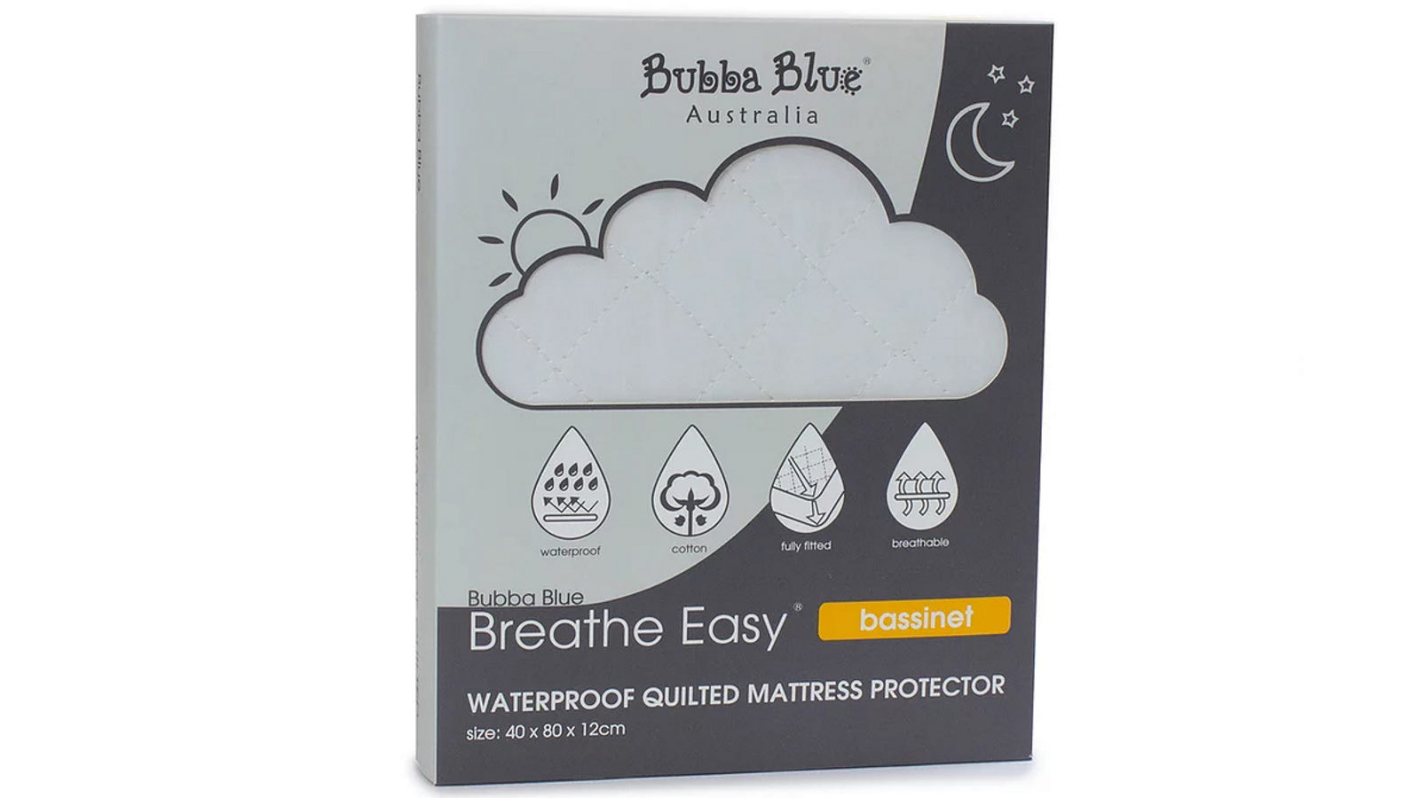 Bubba Blue Breathe Easy 40 x 80cm Waterproof Quilted Mattress Protector Bassinet
