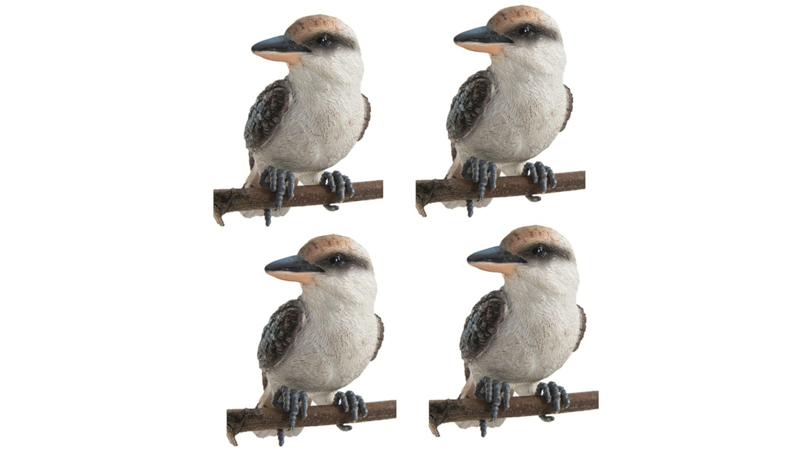 4-Pack 12cm Polyresin Kookaburra Pot Sitter Garden Ornament