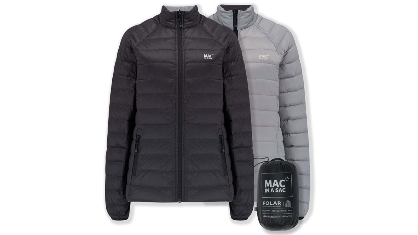 Mac in a Sac Black/Grey Packable Adults Ladies Polar Down Reversible Jacket - AU18