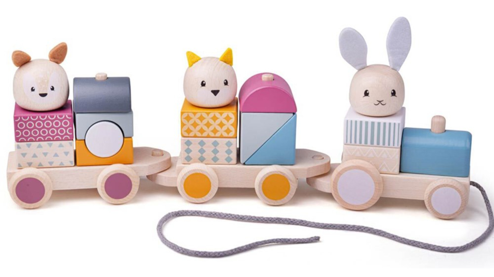 Bigjigs Toys 38cm Kids Wooden Pull Along Train - 12 month+