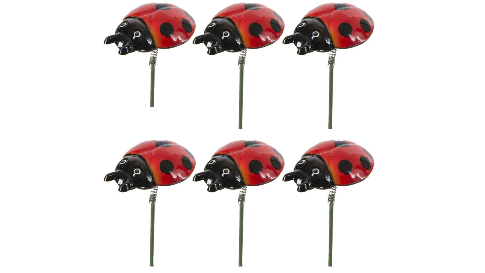 A.Fresco 12 x Garden 31cm Ladybugs on Stick Red Small Outdoor Ornament Yard Patio Decor