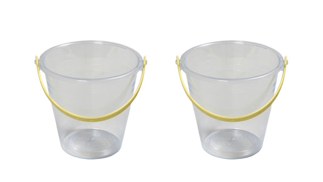Plasto Kids 2 Piece Small Transparent Beach Sand Pit Bucket Toy - 1year+