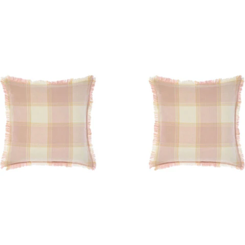 Linen House Pack of 2 48 x 48cm Evelina Cotton Square Cushion - Pink
