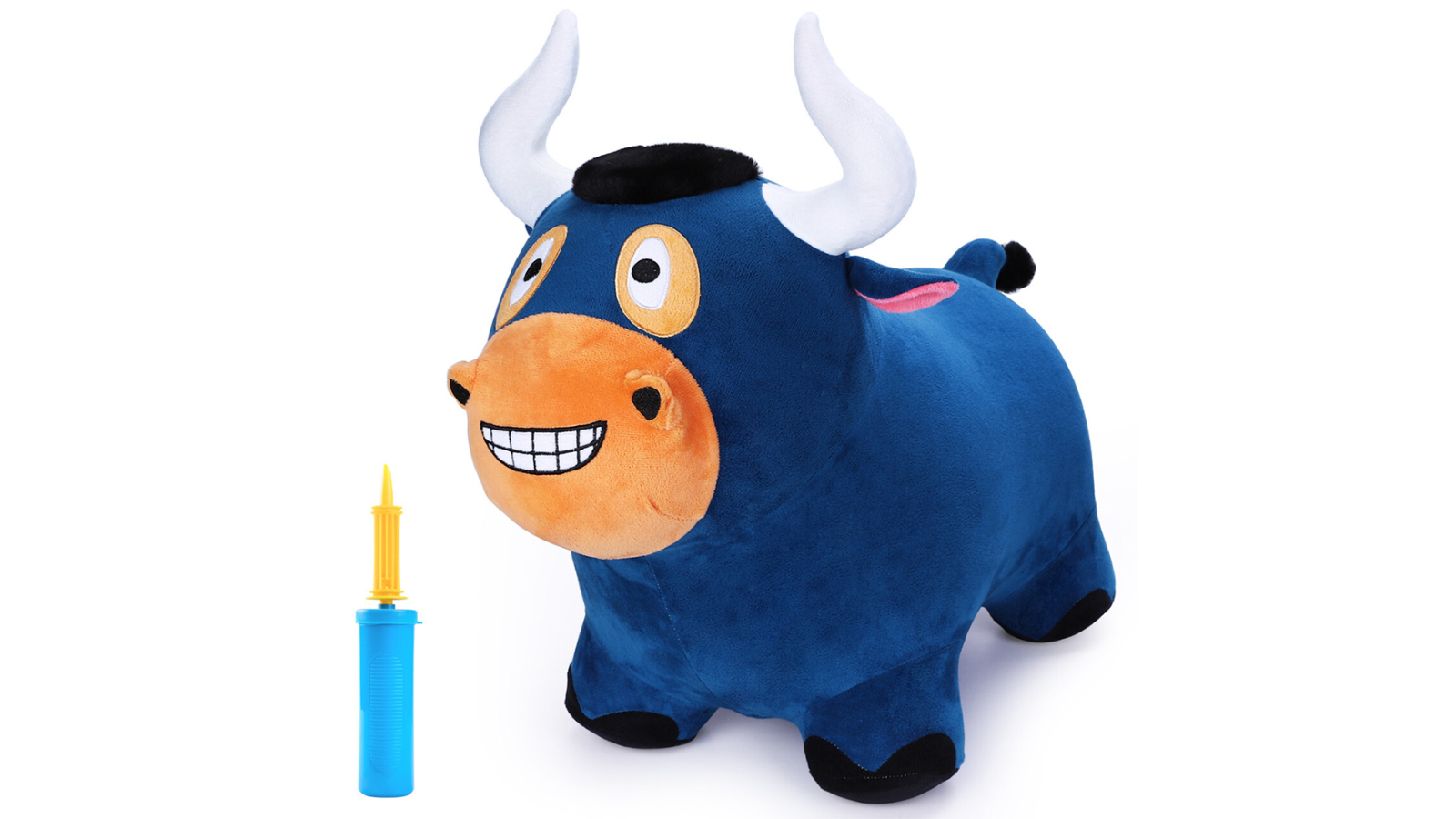 iPlay iLearn 33cm Bouncy Bull Plush Toy - Blue