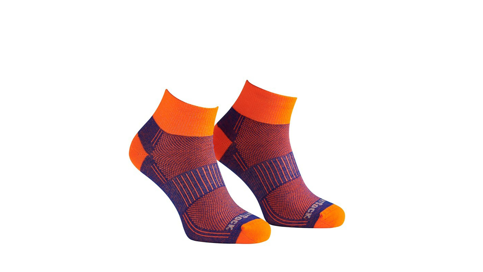 Wrightsock Coolmesh II Quarter Royal/Orange Running Socks - AU 4-6 Womens