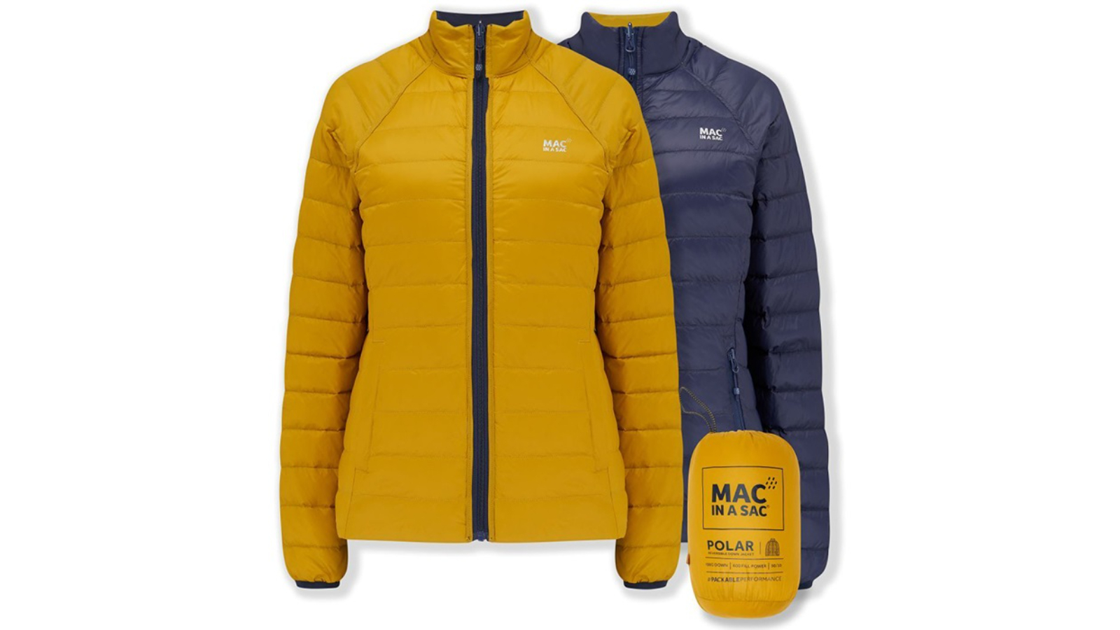 Mac in a Sac Navy/Mustard Packable Adults Ladies Polar Down Reversible Jacket - AU12