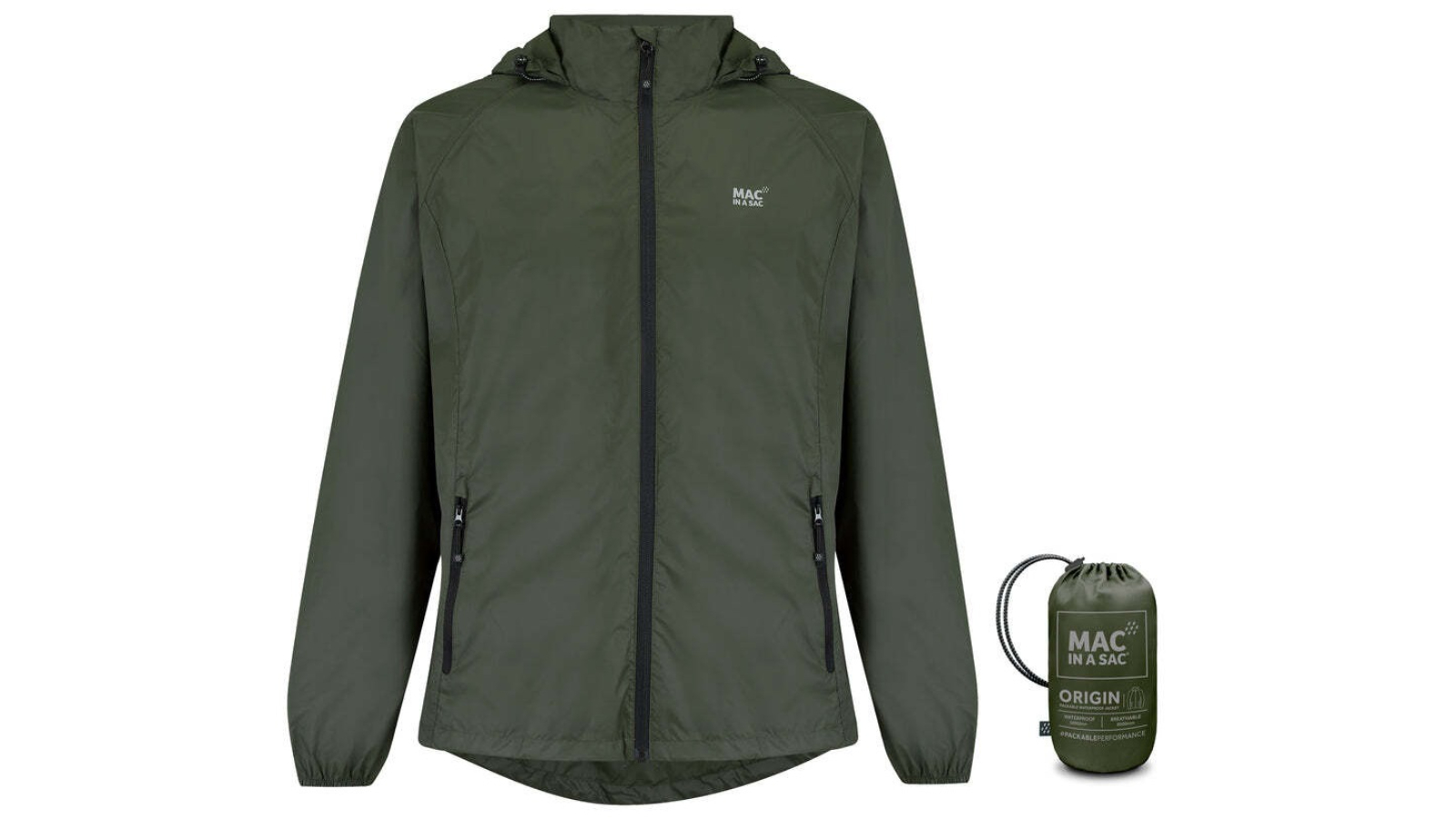 Mac in a Sac Khaki Packable Unisex Adults Waterproof Outerwear Jacket - Large