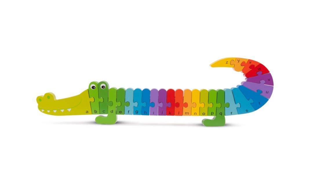 New Classic Toys Kids 30cm Wooden Rainbow Crocodile Jigsaw Puzzle - 3year+