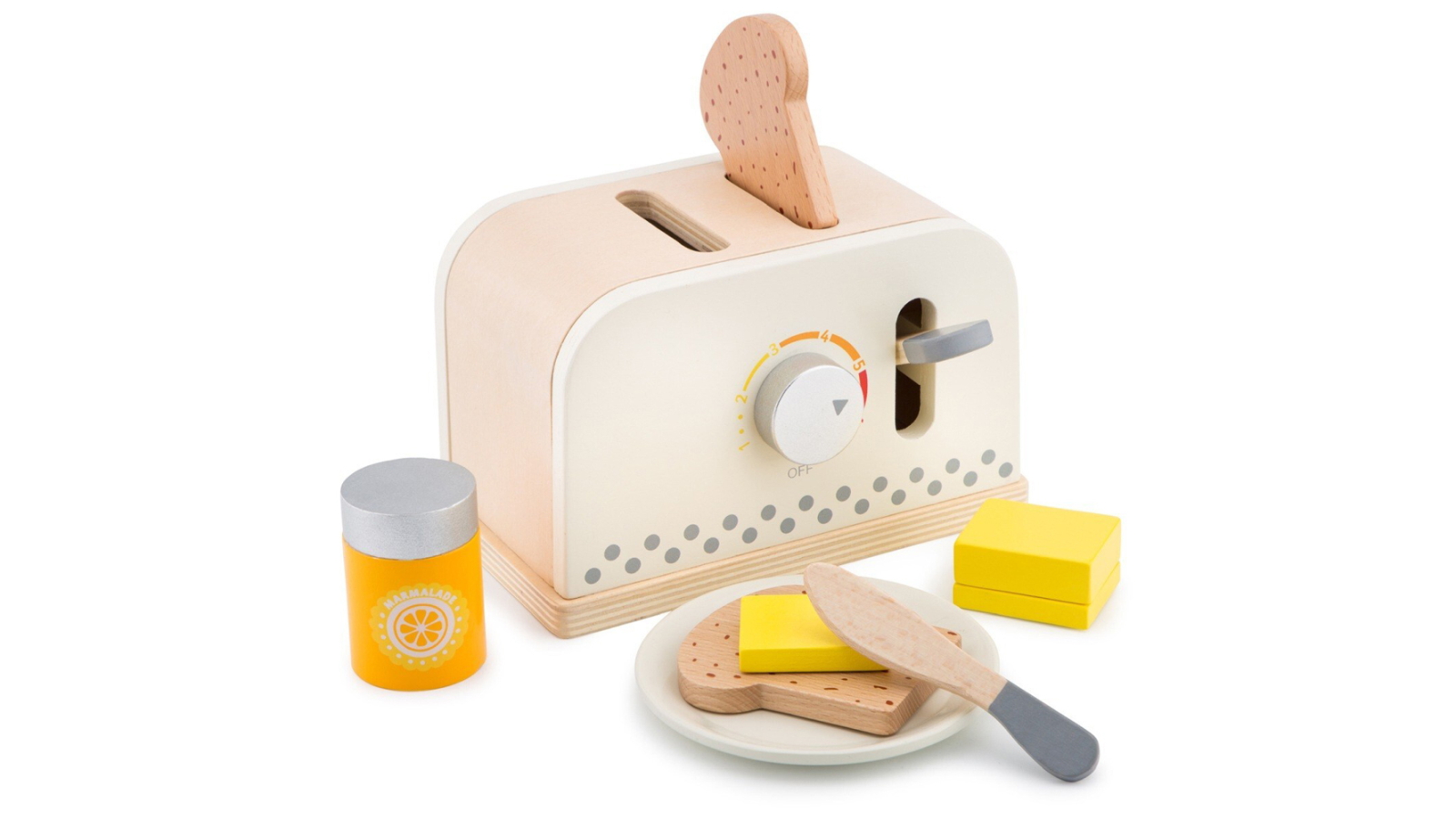 New Classic Toys 18.5cm Pop-Up Toaster Pretend Play Set - White