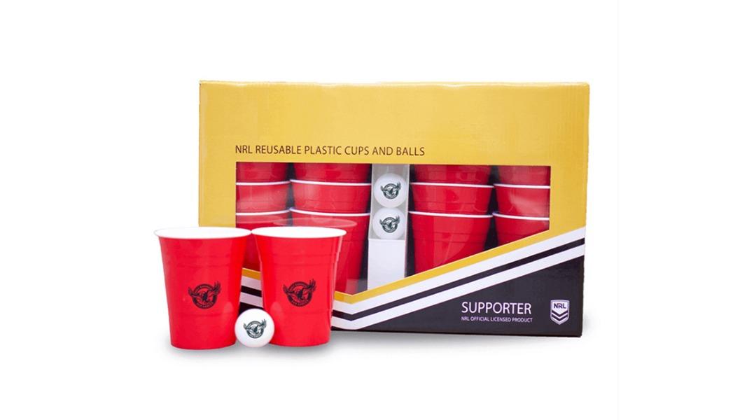 NRL Manly Sea Eagles Beer Pong Party Fun Game Reusable Cup/Ball - 473ml