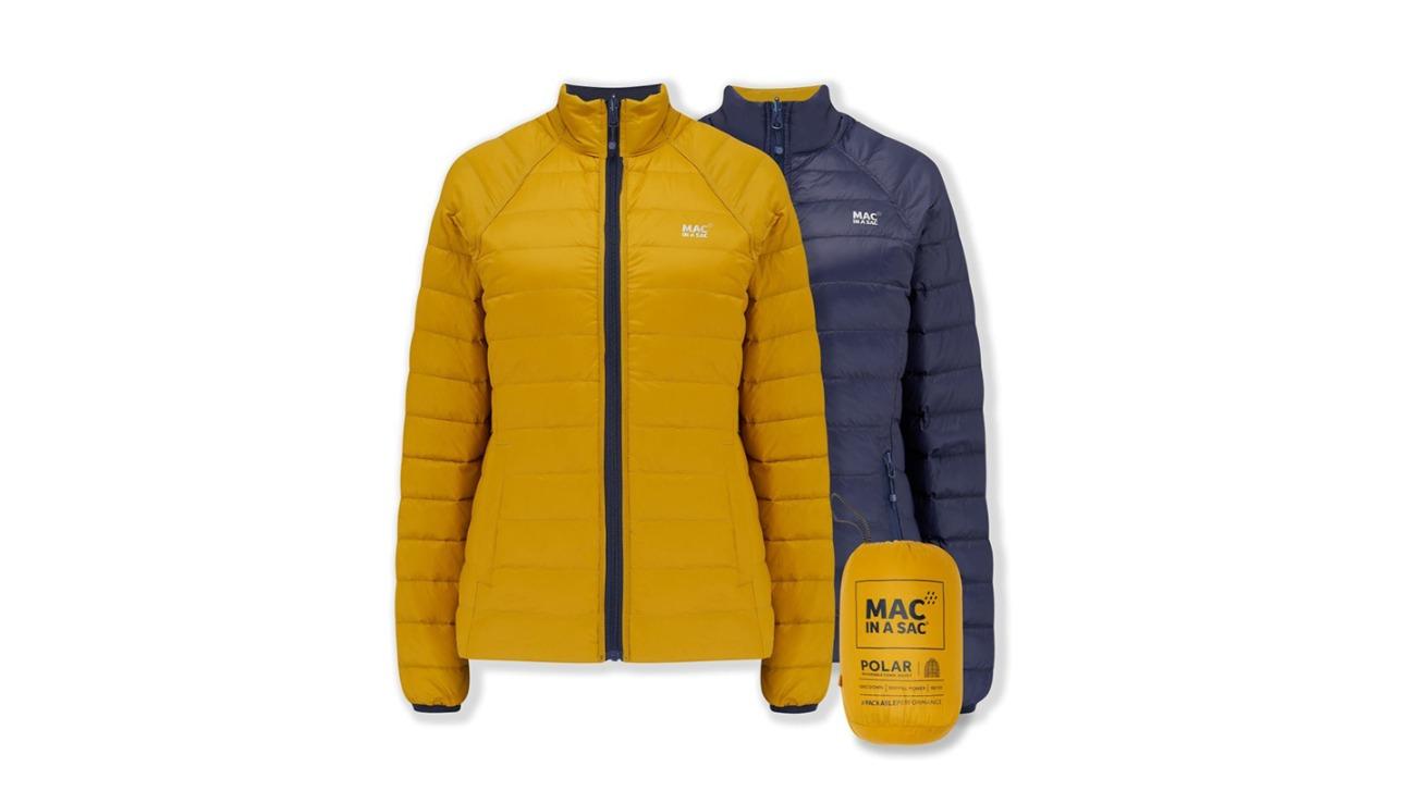Mac in a Sac Adults Ladies Polar Down Navy/Mustard Reversible Jacket - AU10