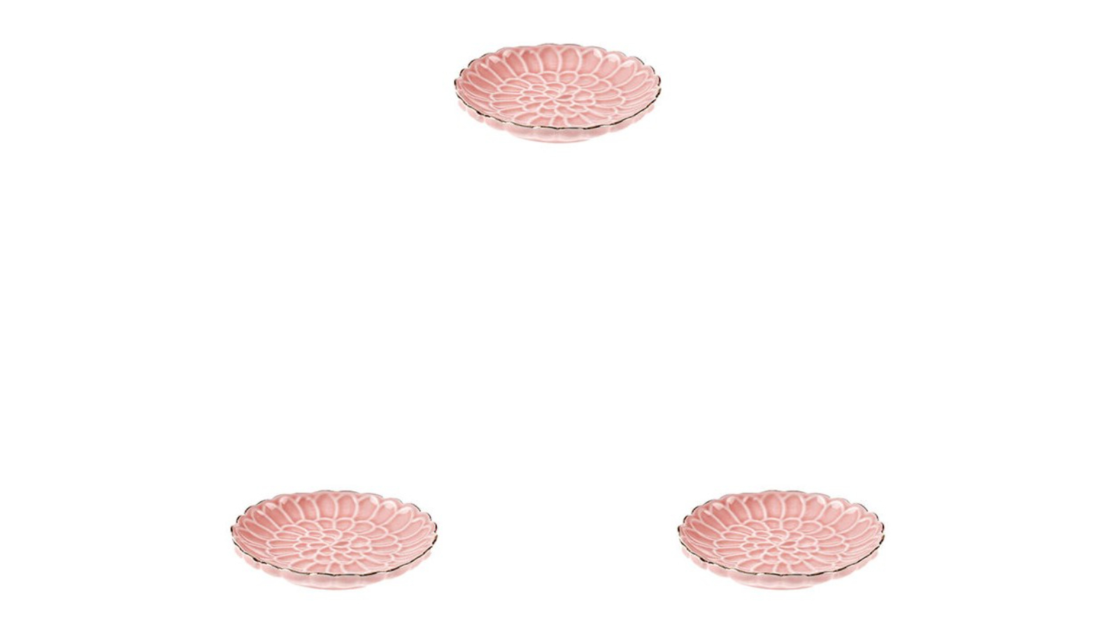 Linen House 3 Piece 10cm Porcelain Trinket Plate Jewelry Dish - Pink
