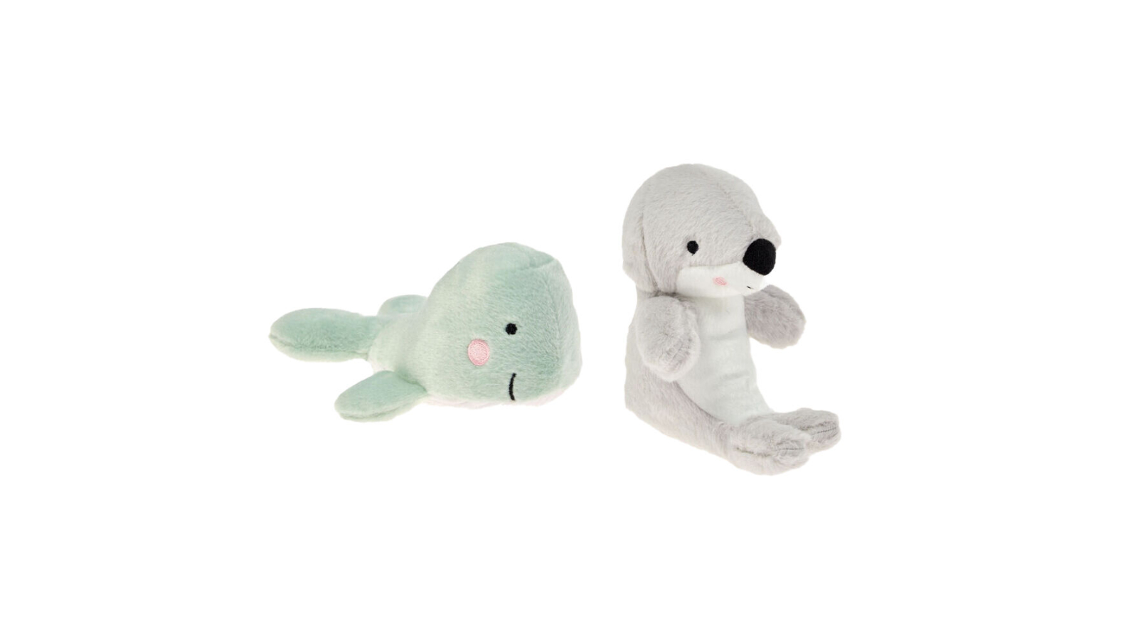 Linen House Kids 2 Piece Scotty Seal and Wesley Whale Plush Toy Cushion Set