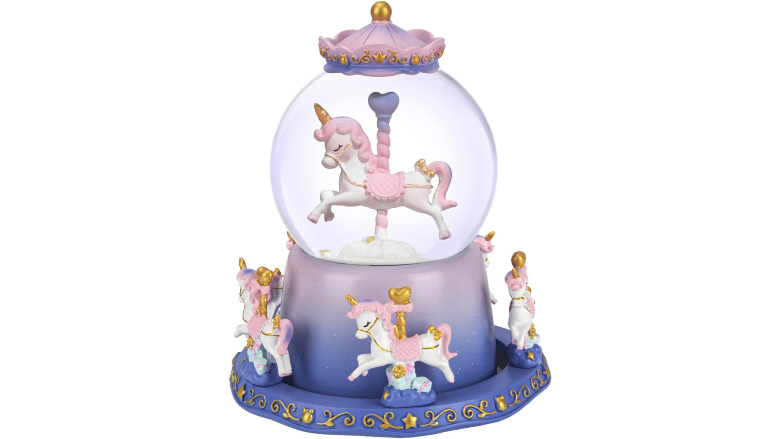 Pretty & Practical Snow Globe Carousel Music Box with Plays 6 Song Color Changing LED Light 