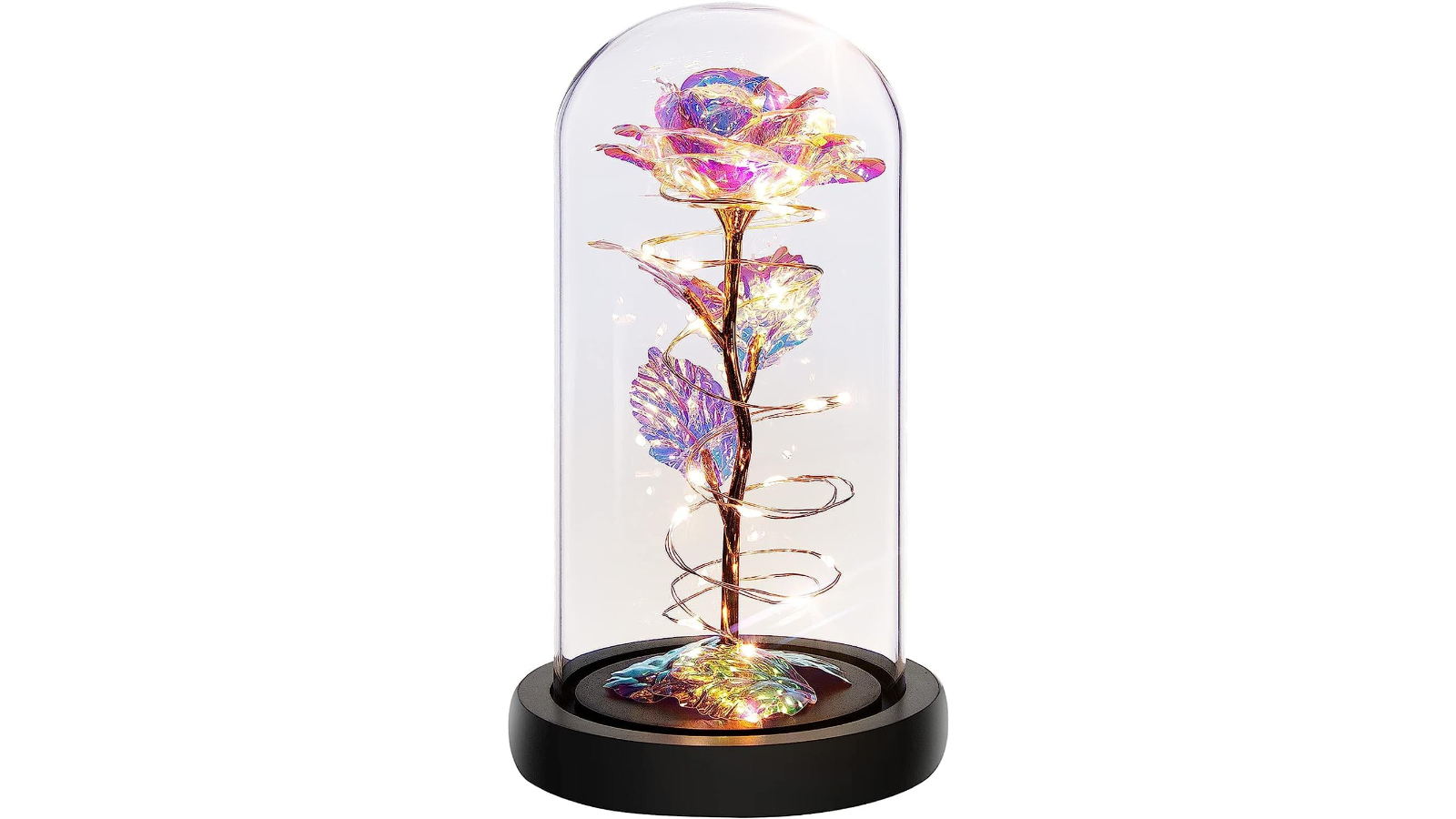 Pretty & Practical Beauty And The Beast Preserved Eternal Rose Dome Glass Lamp
