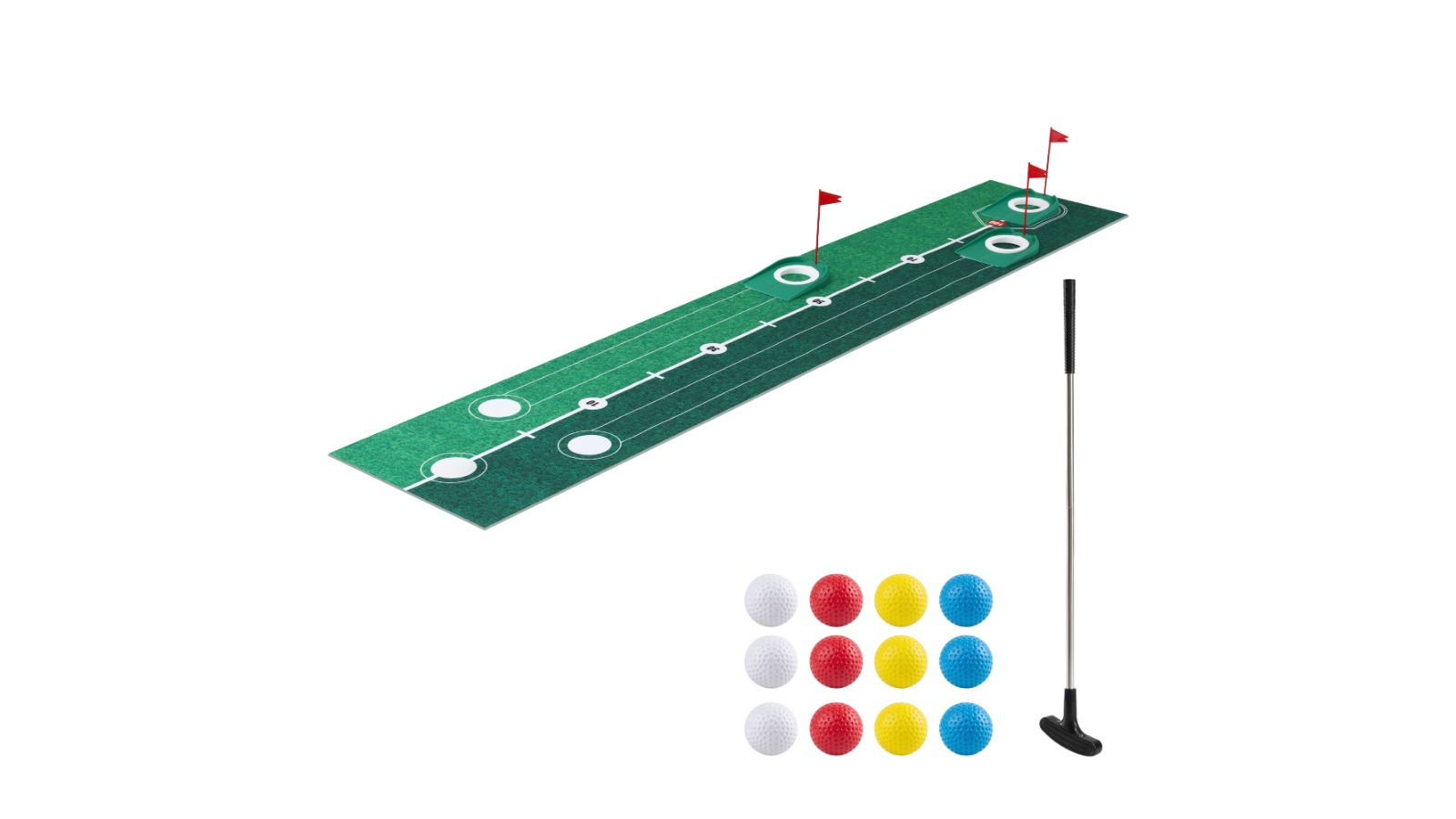 Keezi Mini Golf Kids Game Set with Putting Mat, 12 Balls and 3 Target Holes