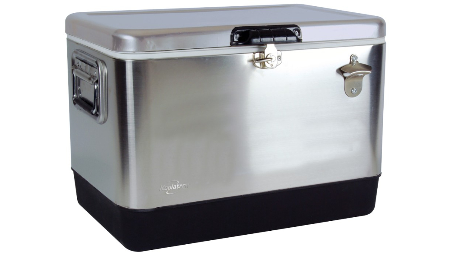 Koolatron 51 Litre Stainless Steel Ice Chest Cool Box with Bottle Opener - Silver/Black