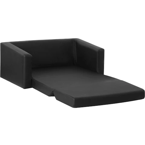 Keezi 2-Seater PU Leather Flip Open Kid Sofa - Black