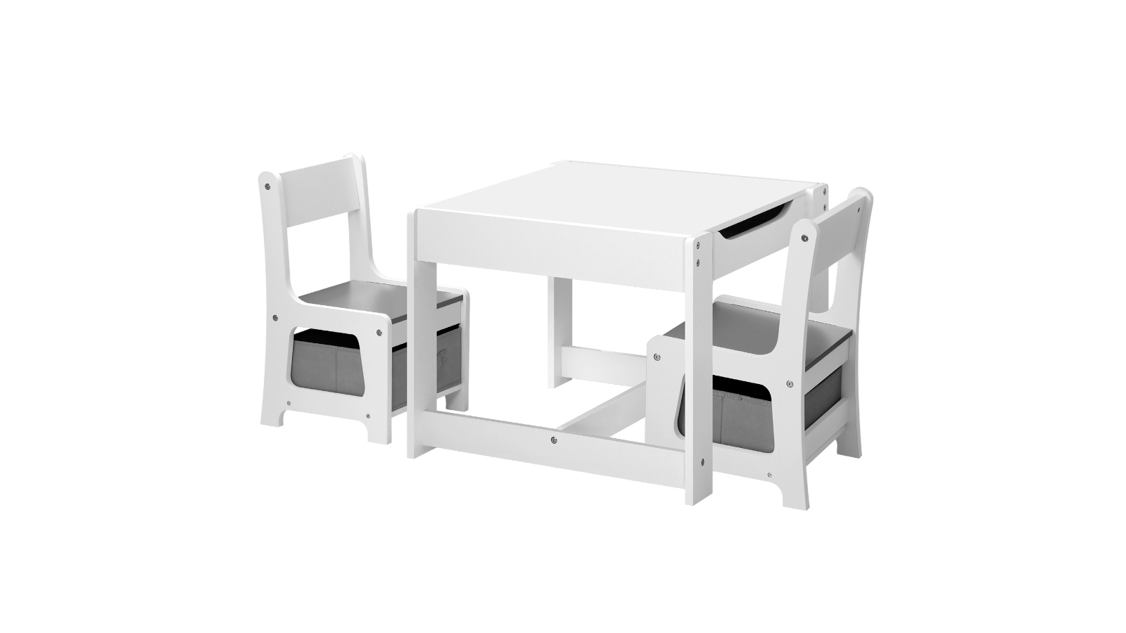 Oikiture White Storage Box Kids Table and Chair Set 