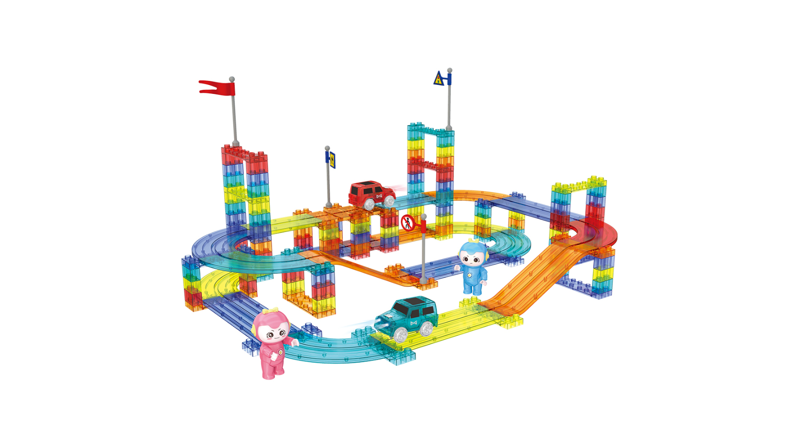 Playpals 154 Piece Railcar Magnetic Tiles Blocks Educational Toys Child ...