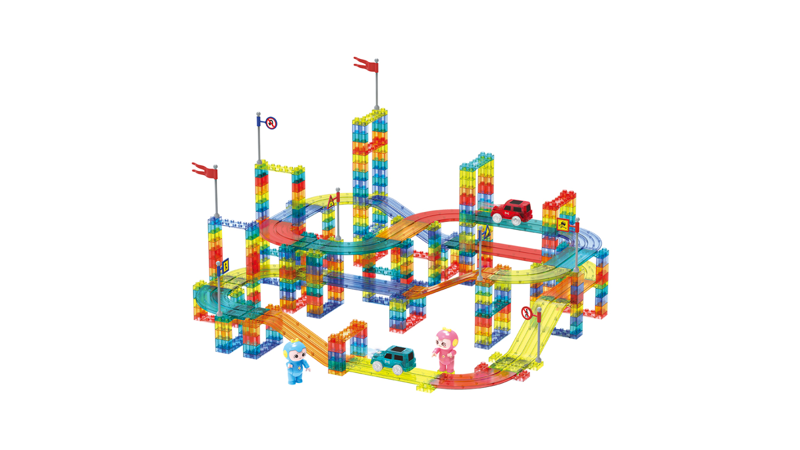 Playpals 348 Piece Railcar Magnetic Tiles Blocks Educational Toys Child ...