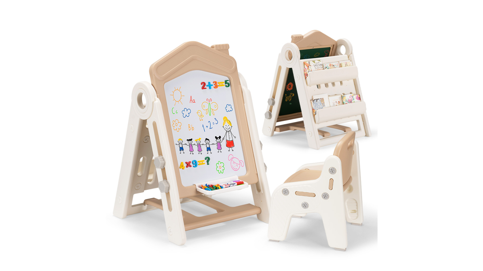 PlayPals 3-in-1 Kids Art Easel Chalkboard
