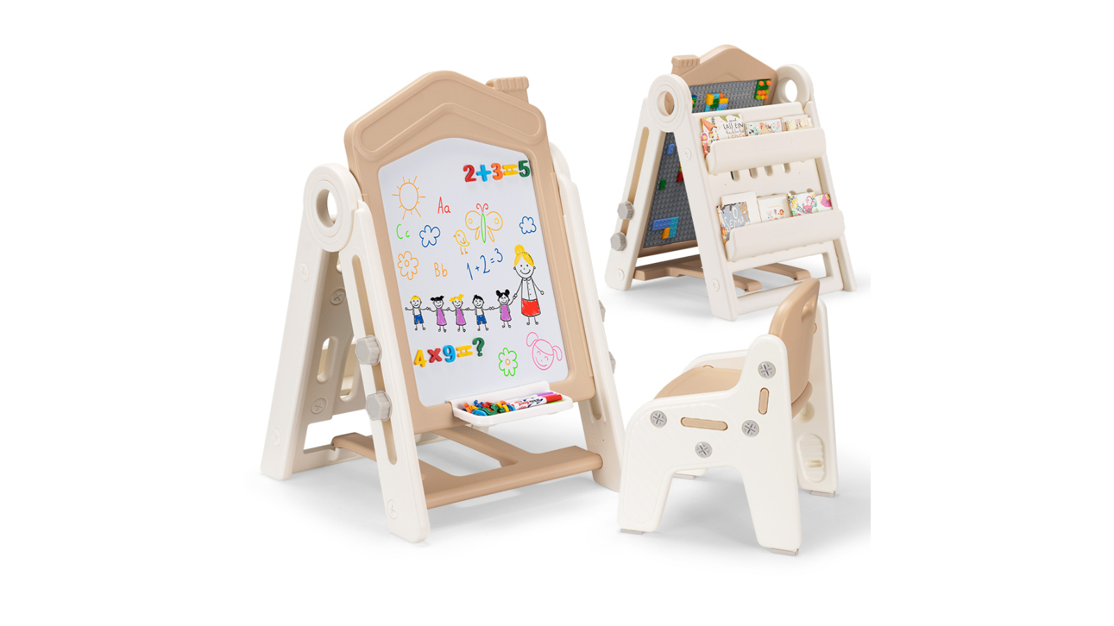PlayPals 3-in-1 Kids Art Easel Block Board