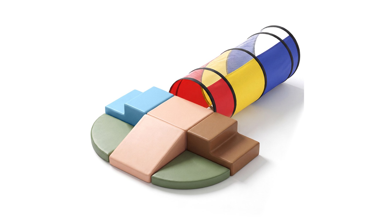 Playpals 7 Piece PU Leather Kids Foam Climbing Block - Pastel Color