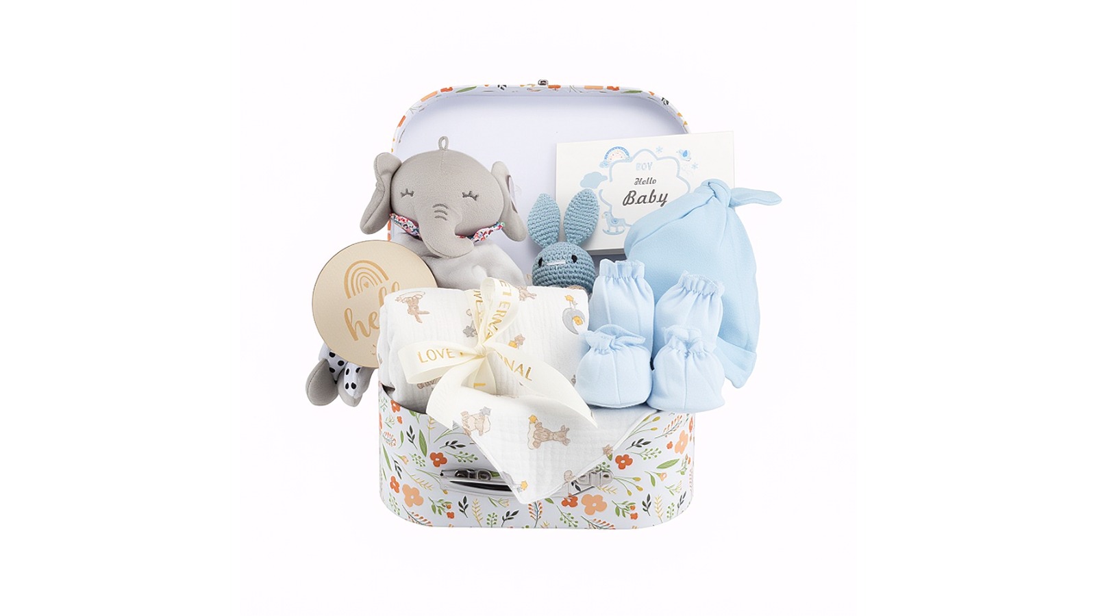 Playpals Newborn Baby Shower Gift Set with Swaddle and Rattle