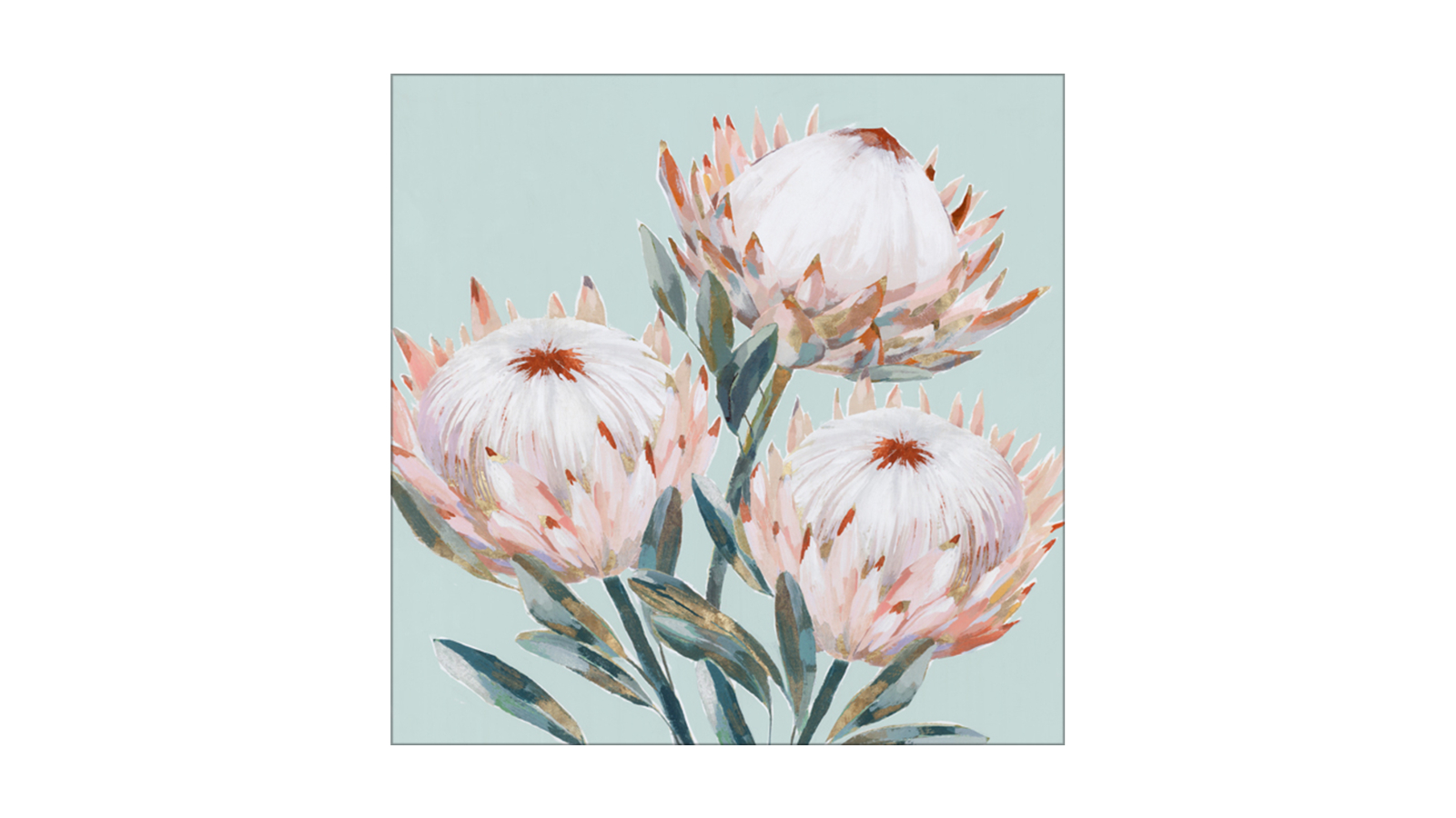 La Grolla King Protea II Mint Version Unframed Canvas Wall Art - 120 x 120cm