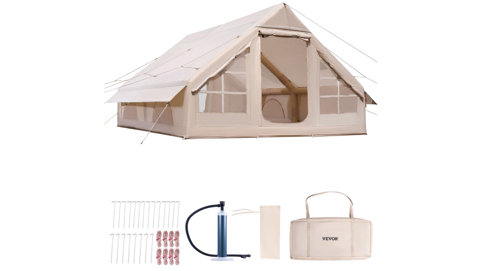 Vevor Inflatable Tent for Camping 5-8 Person Glamping Tent with Pump Easy Set up
