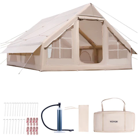 Vevor Inflatable Tent for Camping 5-8 Person Glamping Tent with Pump Easy Set up